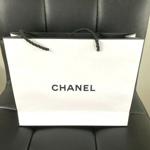 CHANEL White Black Shopping Gift Paper Bag